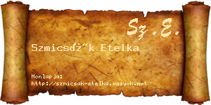 Szmicsák Etelka névjegykártya